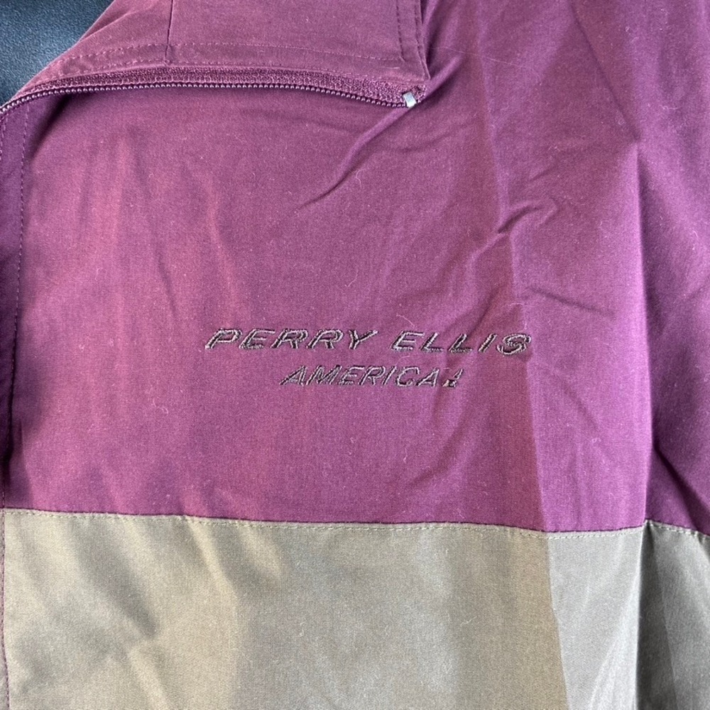Perry Ellis America Active Mens XL Windbreaker Jacket Burgundy Olive Colorblock - Picture 11 of 16
